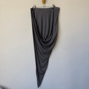 Helmut Lang Asymmetrical Draped Midi Skirt in Dark Gray Size L